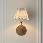 115463 Halo Swan & Leaf 16cm Wall Light Antique Brass & Herb Garden Green Fabric