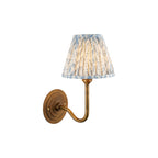 115464 Halo Swan & Leaf 16cm Wall Light Antique Brass & Shell Bay Blue Fabric