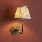 115464 Halo Swan & Leaf 16cm Wall Light Antique Brass & Shell Bay Blue Fabric