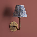 115464 Halo Swan & Leaf 16cm Wall Light Antique Brass & Shell Bay Blue Fabric