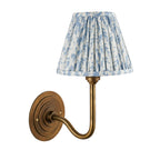 115464 Halo Swan & Leaf 16cm Wall Light Antique Brass & Shell Bay Blue Fabric