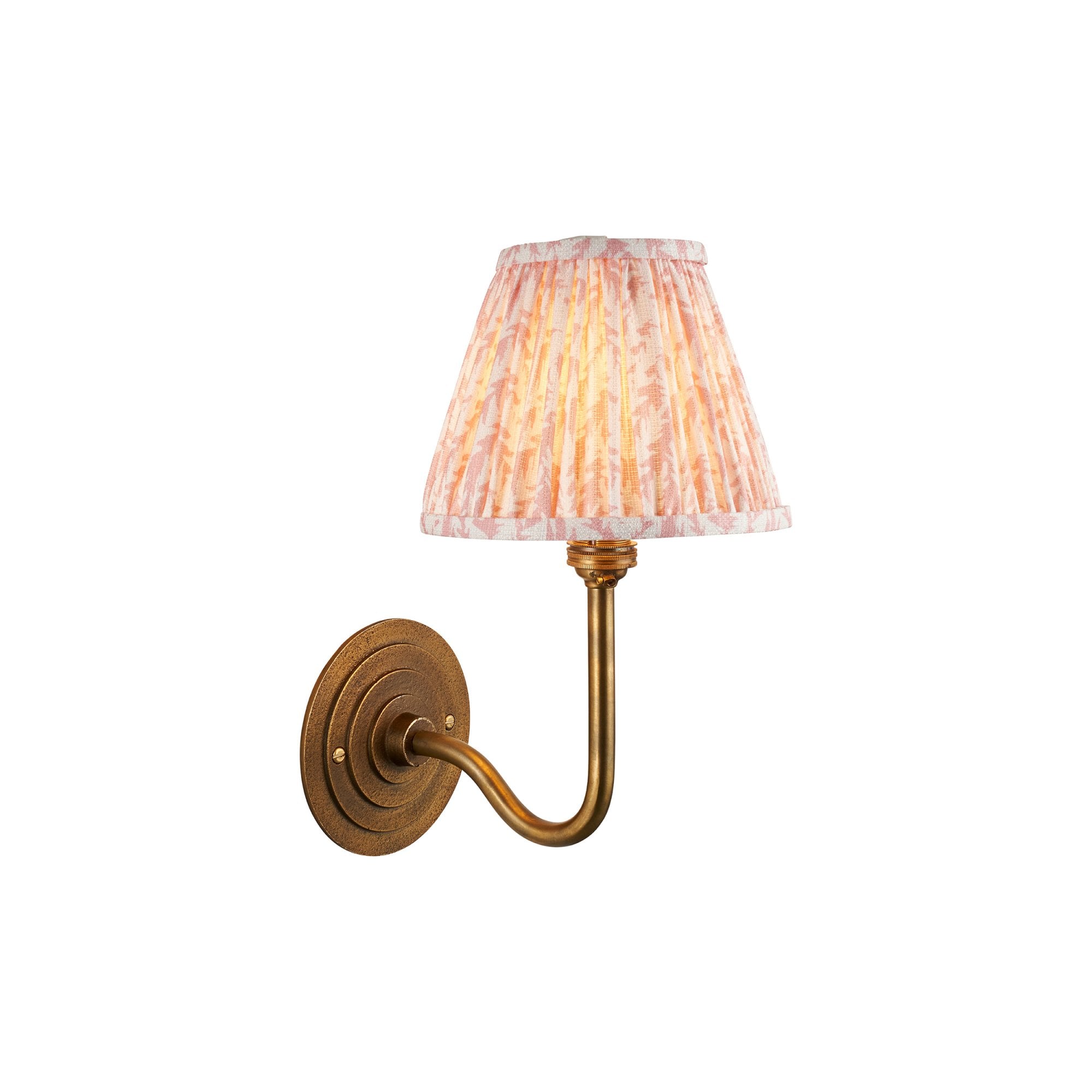 115465 Halo Swan & Leaf 16cm Wall Light Antique Brass & Peachy Keen Fabric