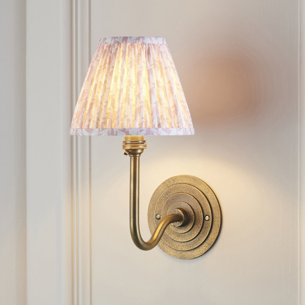 115465 Halo Swan & Leaf 16cm Wall Light Antique Brass & Peachy Keen Fabric
