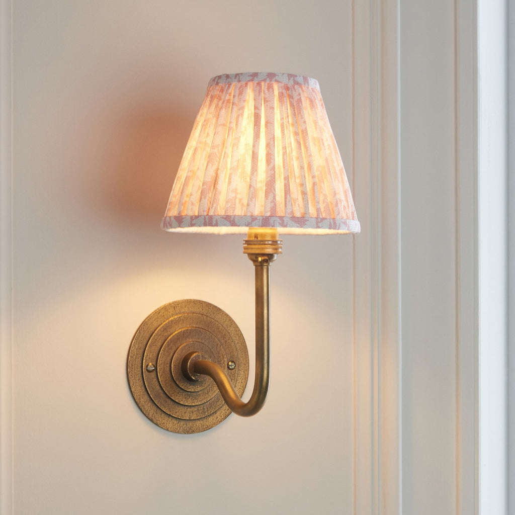 115465 Halo Swan & Leaf 16cm Wall Light Antique Brass & Peachy Keen Fabric