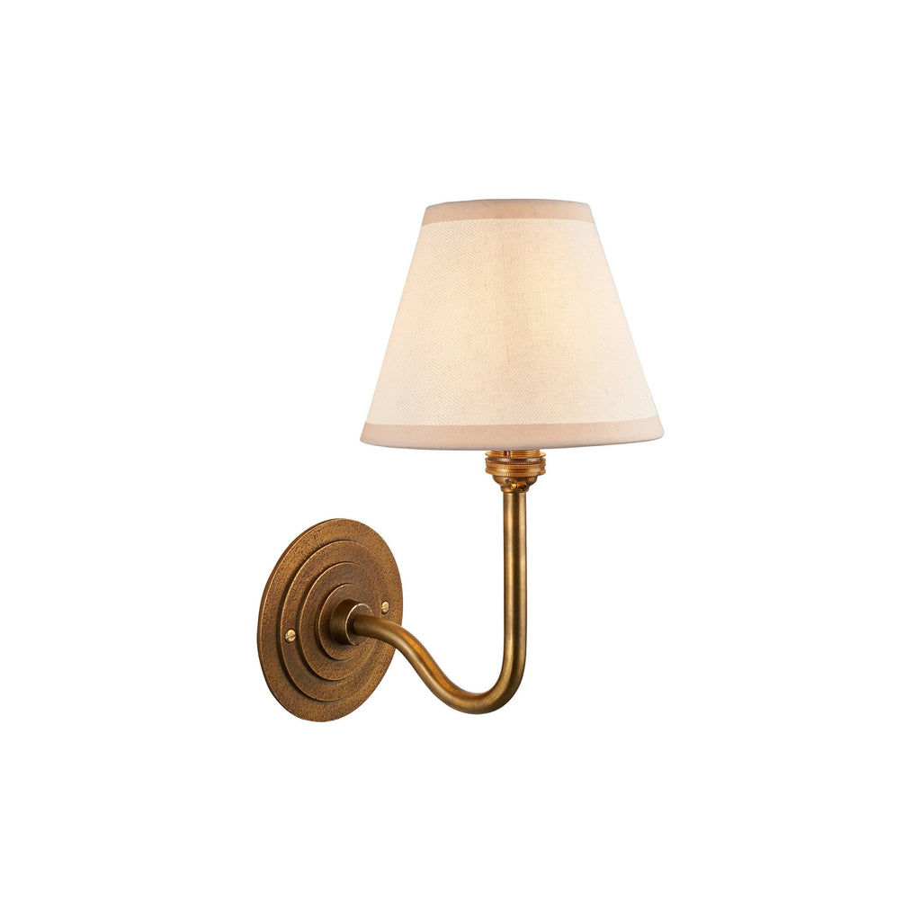 115473 Halo Swan & Ivy 16cm Wall Light Antique Brass & Vintage White Fabric