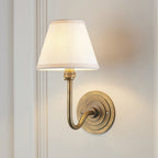 115473 Halo Swan & Ivy 16cm Wall Light Antique Brass & Vintage White Fabric