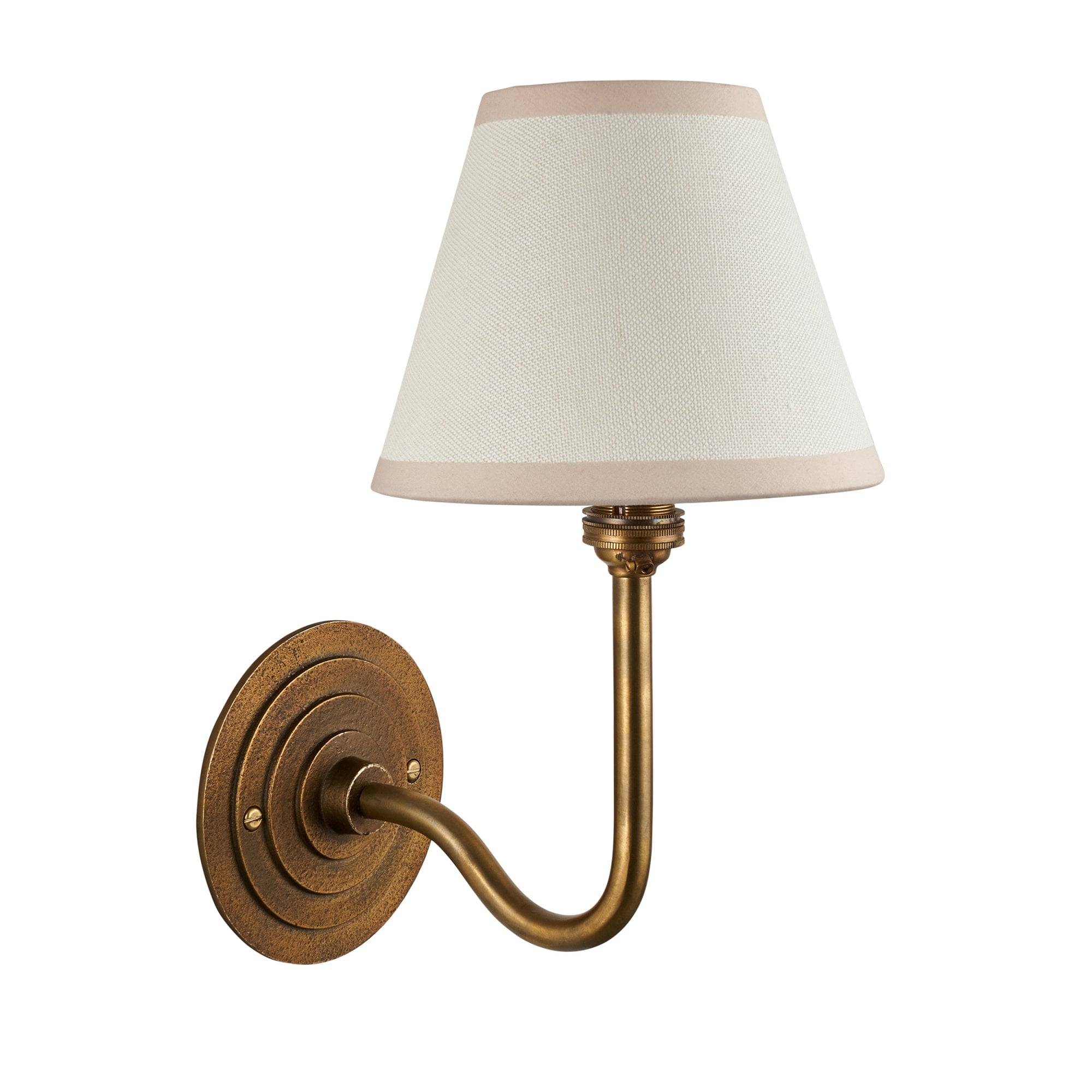 115473 Halo Swan & Ivy 16cm Wall Light Antique Brass & Vintage White Fabric
