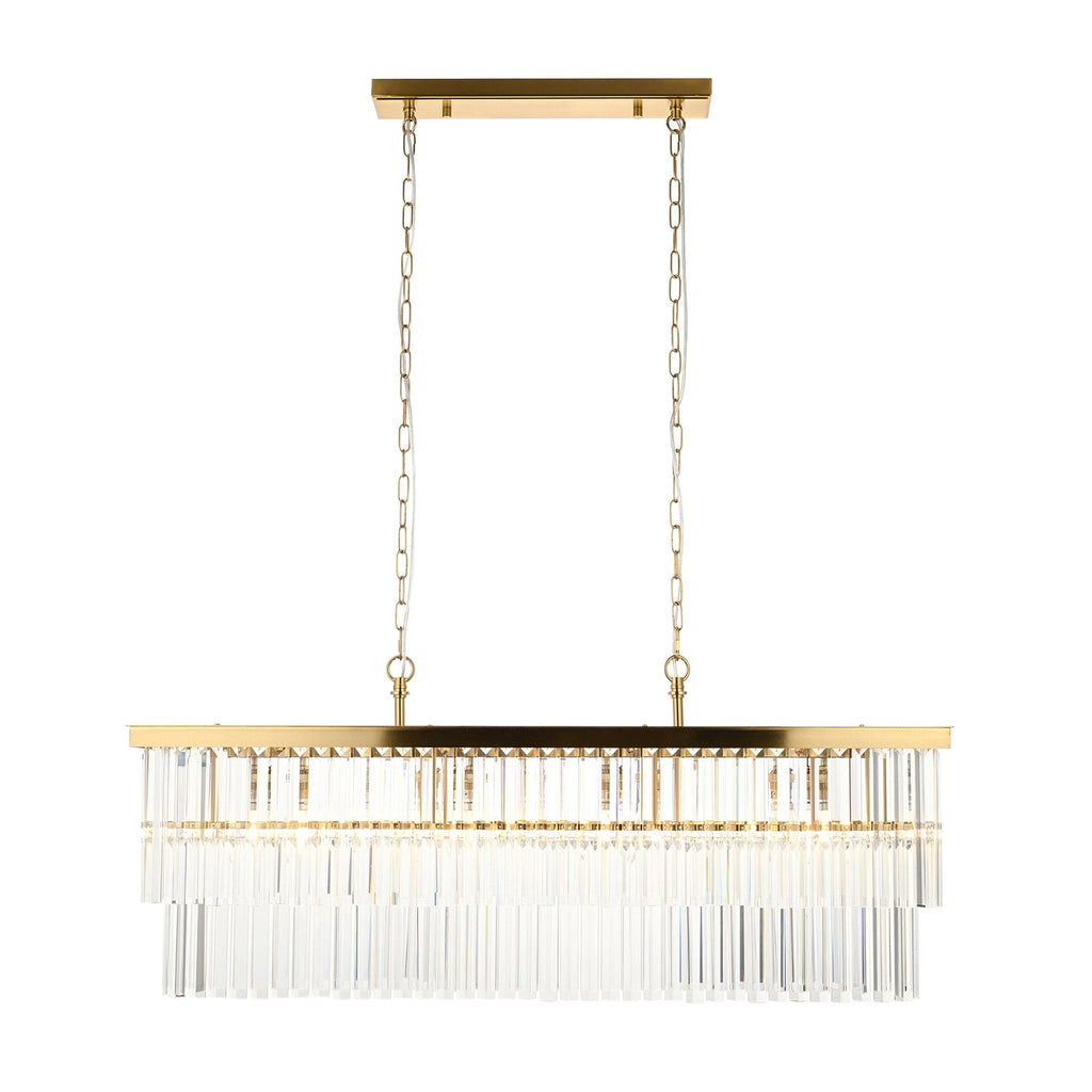 115950 Conaston 4 Light Linear Pendant Brushed Aged Brass Plate & Clear Cut Glass