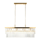115950 Conaston 4 Light Linear Pendant Brushed Aged Brass Plate & Clear Cut Glass