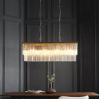 115950 Conaston 4 Light Linear Pendant Brushed Aged Brass Plate & Clear Cut Glass