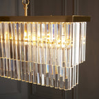 115950 Conaston 4 Light Linear Pendant Brushed Aged Brass Plate & Clear Cut Glass