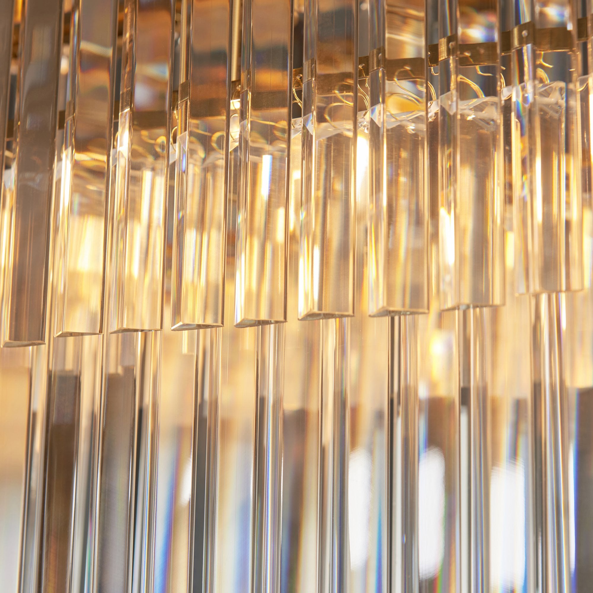 115950 Conaston 4 Light Linear Pendant Brushed Aged Brass Plate & Clear Cut Glass