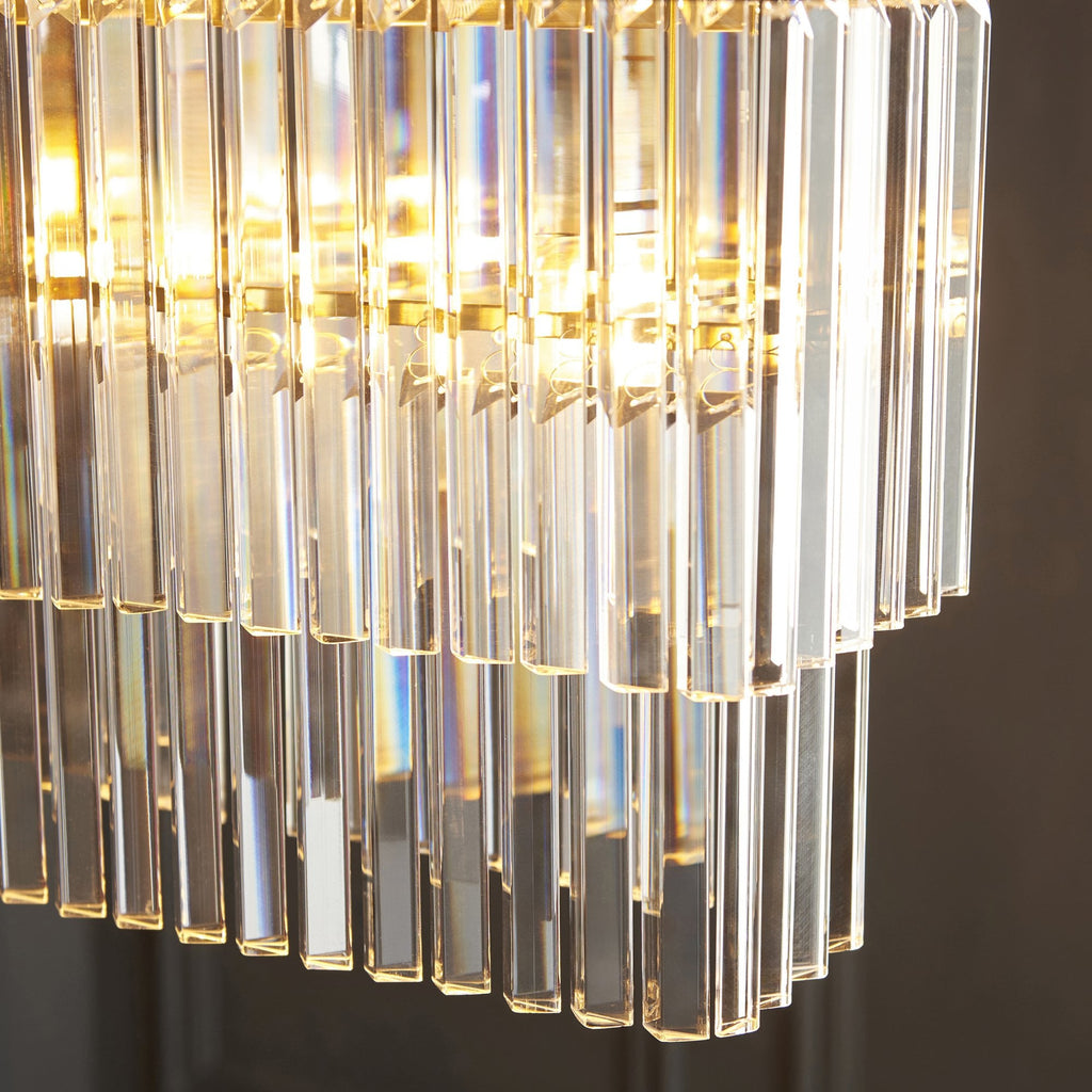 115950 Conaston 4 Light Linear Pendant Brushed Aged Brass Plate & Clear Cut Glass