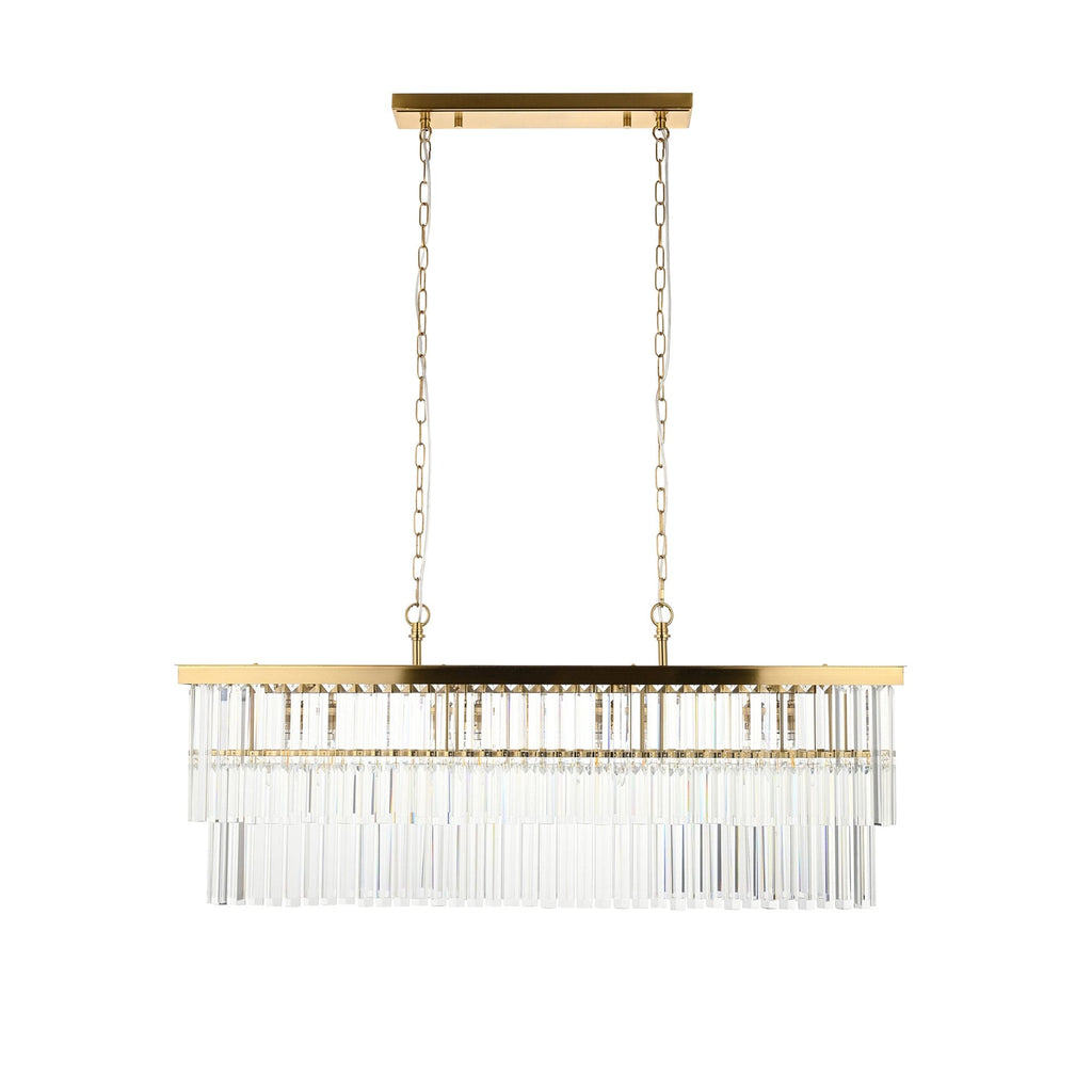 115950 Conaston 4 Light Linear Pendant Brushed Aged Brass Plate & Clear Cut Glass