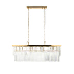 115950 Conaston 4 Light Linear Pendant Brushed Aged Brass Plate & Clear Cut Glass