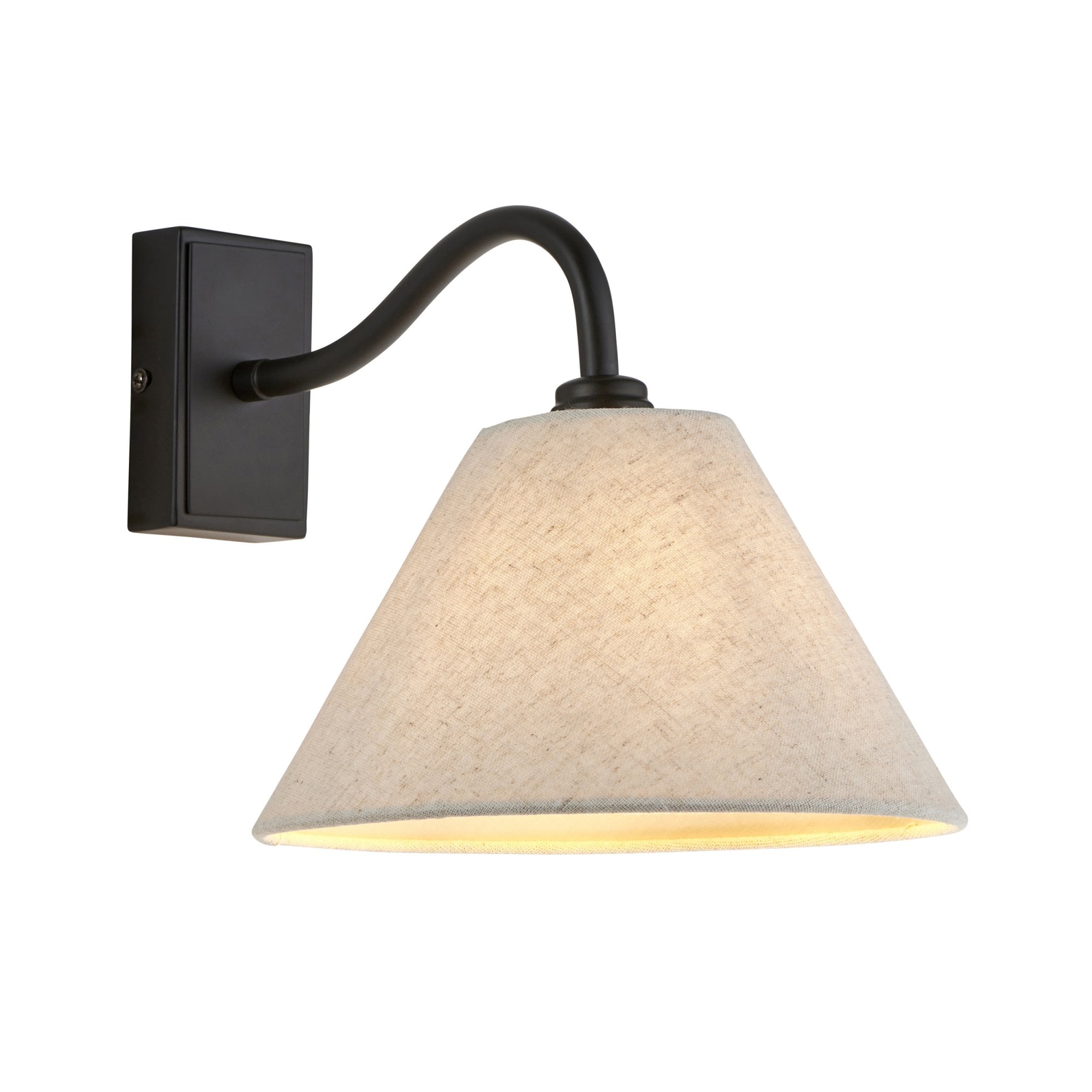 116910 Knole Wall Light Matt Black & Natural Faux Linen (S)