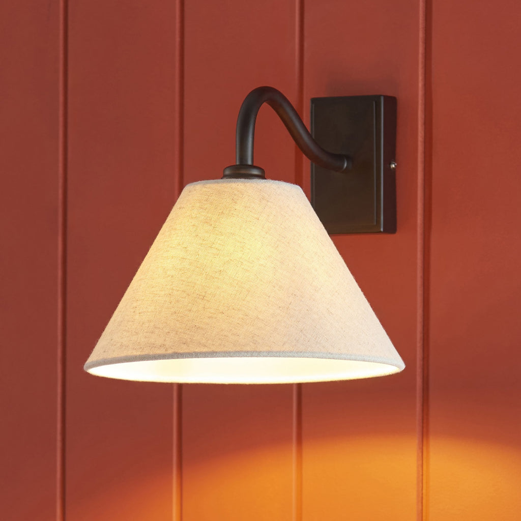 116910 Knole Wall Light Matt Black & Natural Faux Linen (S)