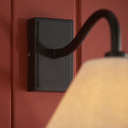 116910 Knole Wall Light Matt Black & Natural Faux Linen (S)
