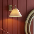 116911 Knole Wall Light Antique Brass Plate & Natural Faux Linen