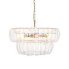 116976 Montrose 6 Light Pendant Brushed Aged Brass Plate & Handmade Clear Textured Glass