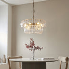 116976 Montrose 6 Light Pendant Brushed Aged Brass Plate & Handmade Clear Textured Glass