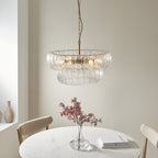 116976 Montrose 6 Light Pendant Brushed Aged Brass Plate & Handmade Clear Textured Glass