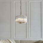 117514 Valentina 3 Light Pendant Brushed Aged Brass Plate & Clear Glass
