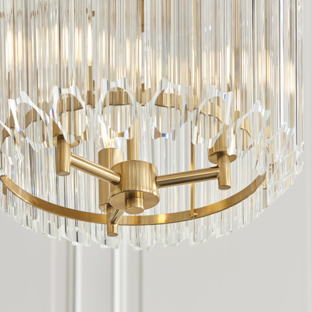 117514 Valentina 3 Light Pendant Brushed Aged Brass Plate & Clear Glass