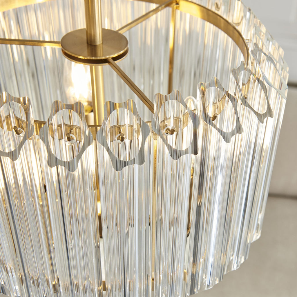 117514 Valentina 3 Light Pendant Brushed Aged Brass Plate & Clear Glass