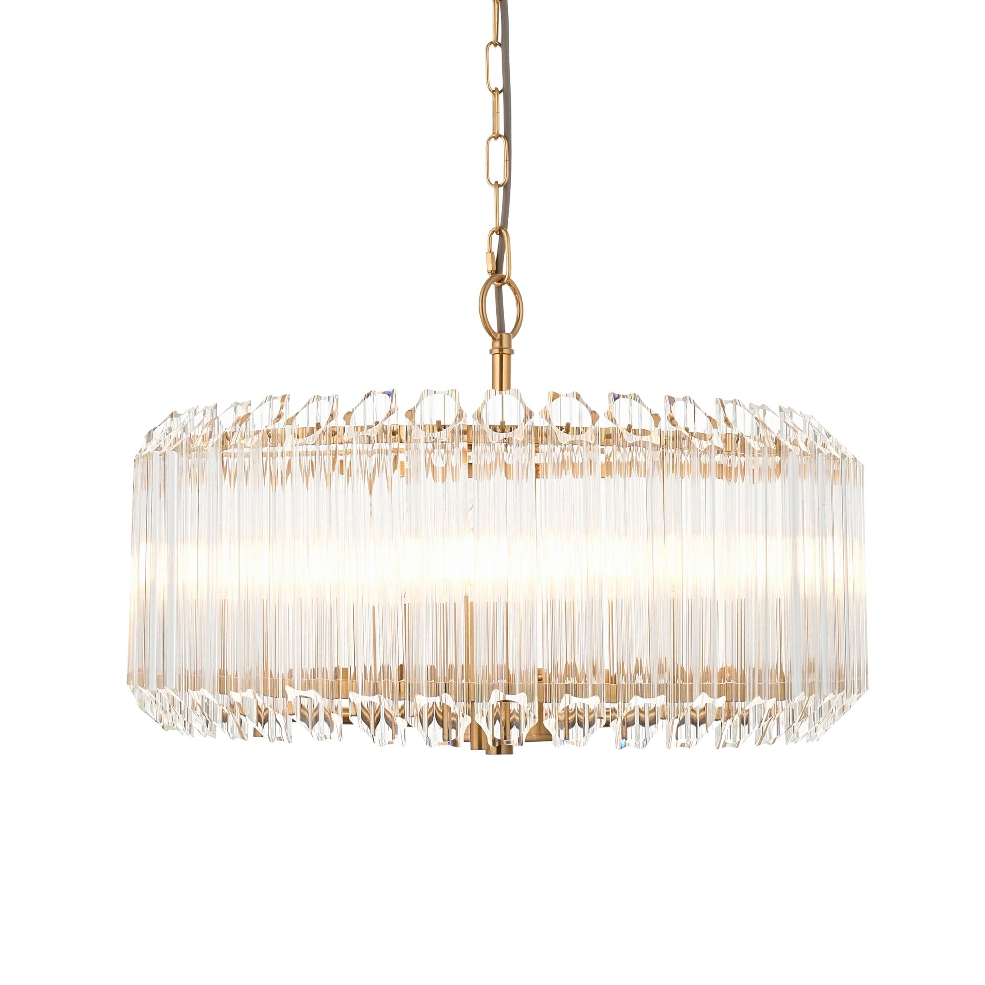 117515 Valentina 5 Light Pendant Brushed Aged Brass Plate & Clear Glass