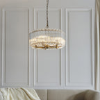 117515 Valentina 5 Light Pendant Brushed Aged Brass Plate & Clear Glass