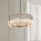 117515 Valentina 5 Light Pendant Brushed Aged Brass Plate & Clear Glass