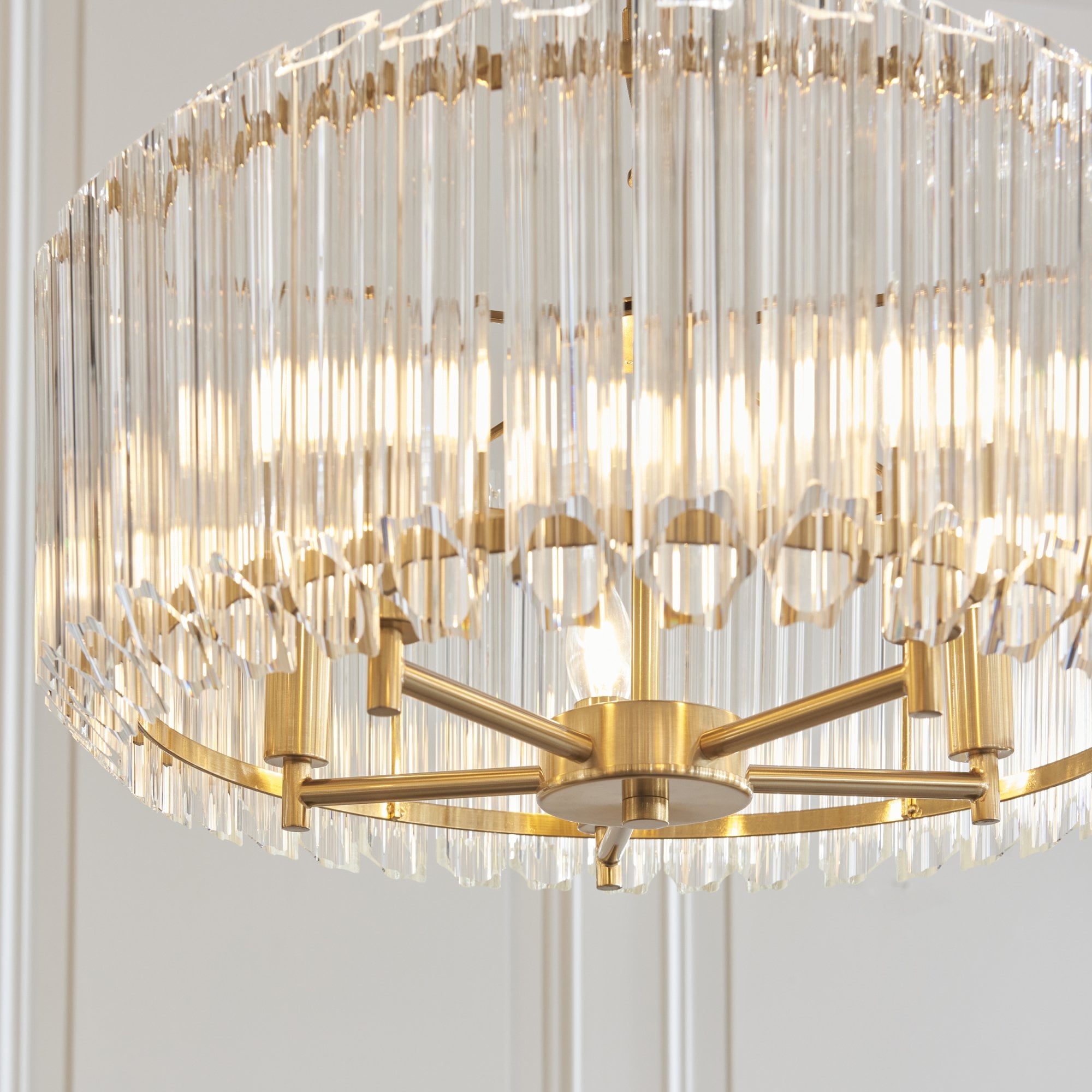 117515 Valentina 5 Light Pendant Brushed Aged Brass Plate & Clear Glass