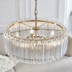 117515 Valentina 5 Light Pendant Brushed Aged Brass Plate & Clear Glass