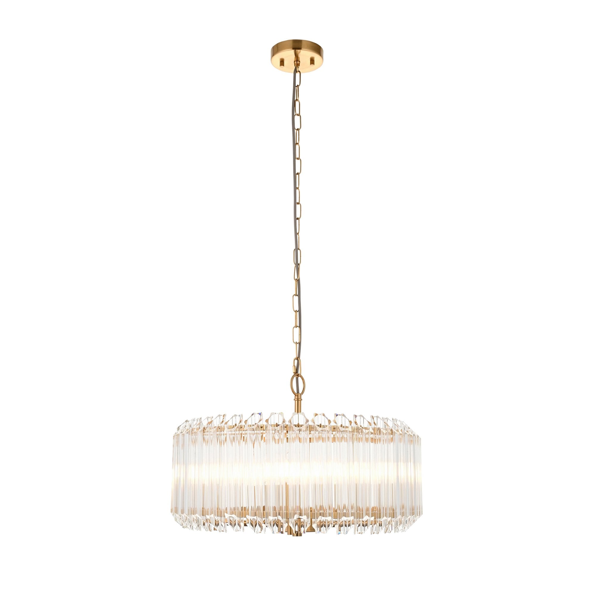117515 Valentina 5 Light Pendant Brushed Aged Brass Plate & Clear Glass