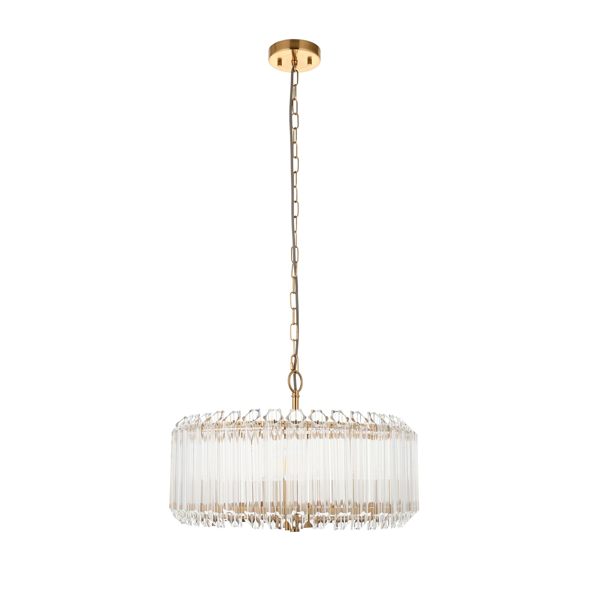 117515 Valentina 5 Light Pendant Brushed Aged Brass Plate & Clear Glass