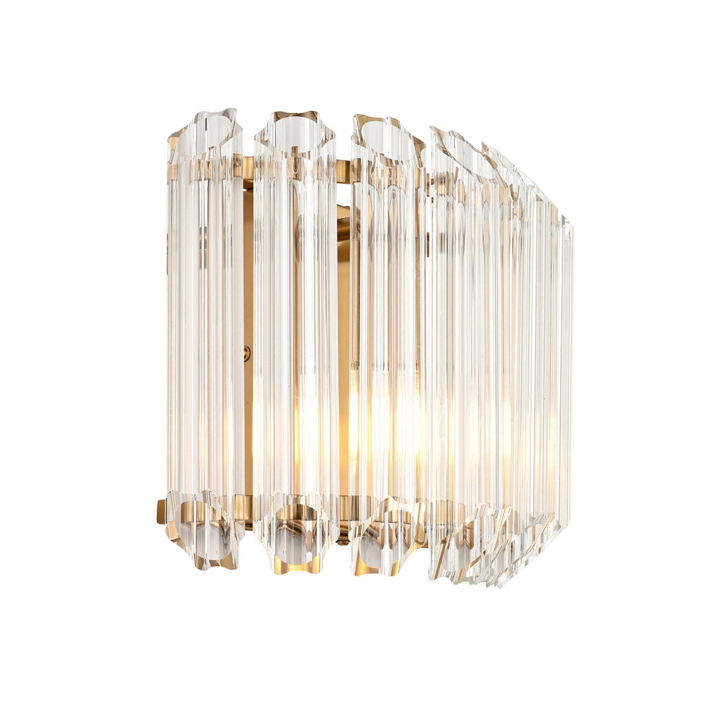 117516 Valentina Wall Light Brushed Aged Brass Plate & Clear Glass