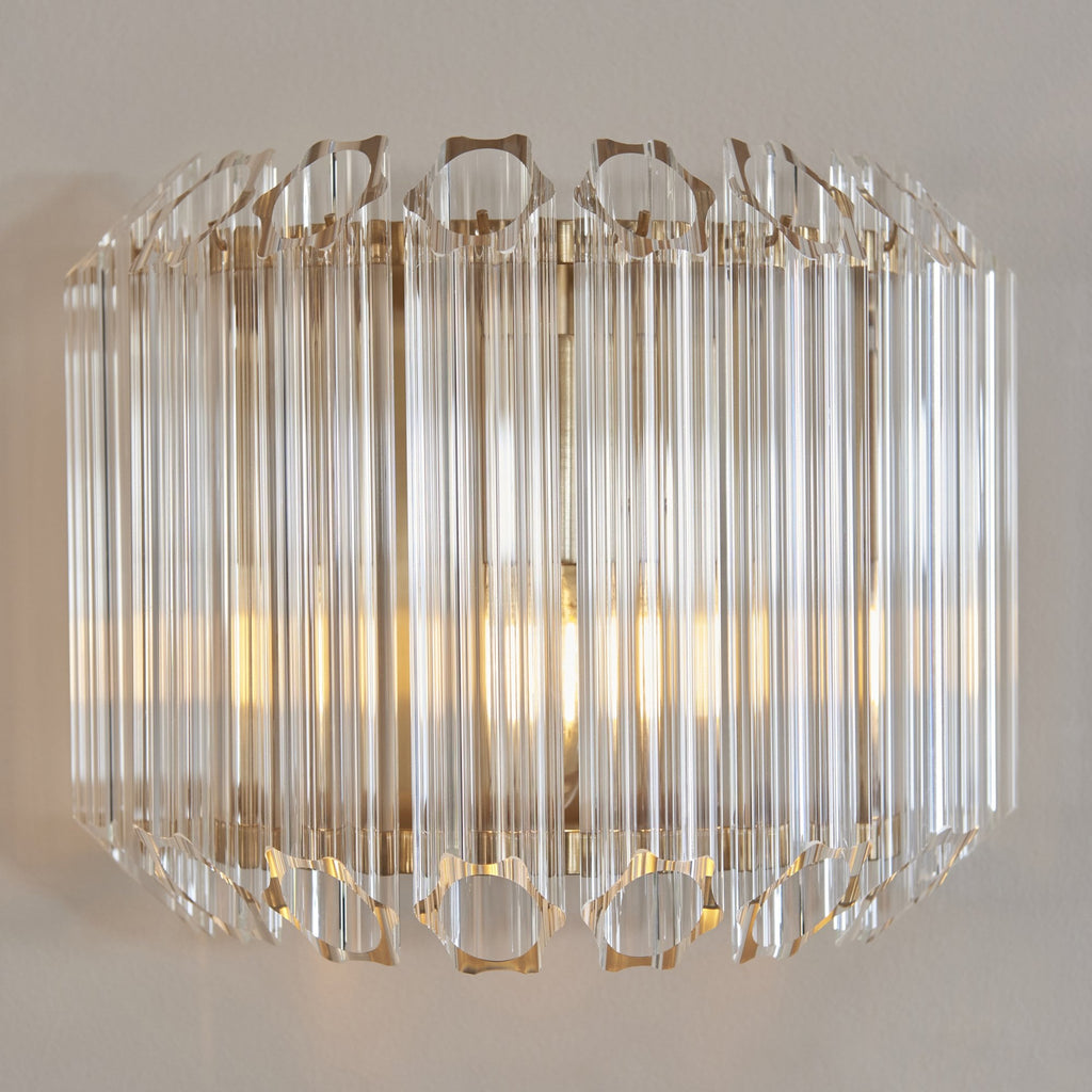 117516 Valentina Wall Light Brushed Aged Brass Plate & Clear Glass