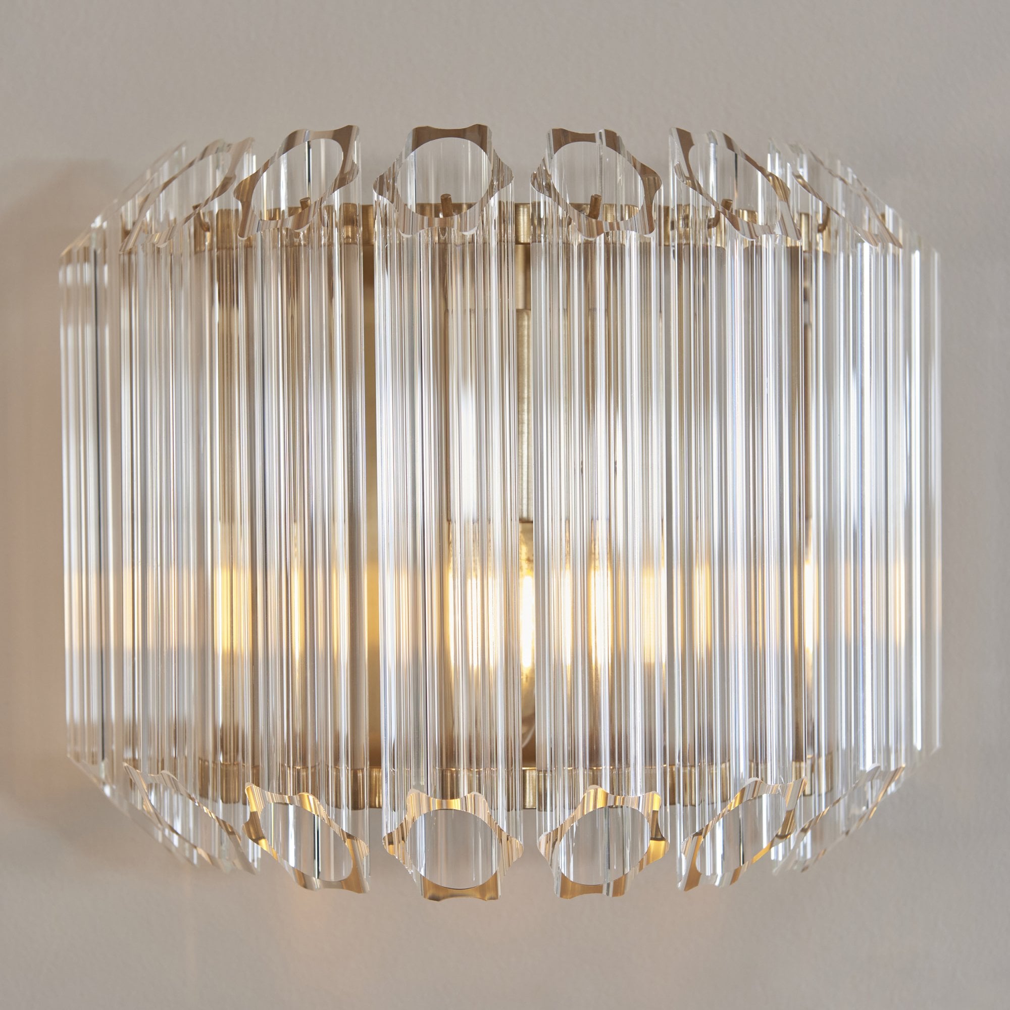 117516 Valentina Wall Light Brushed Aged Brass Plate & Clear Glass