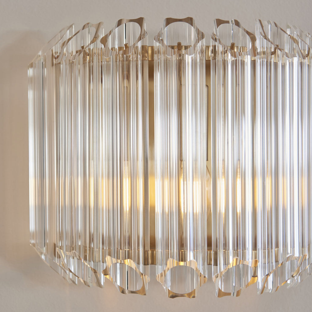 117516 Valentina Wall Light Brushed Aged Brass Plate & Clear Glass