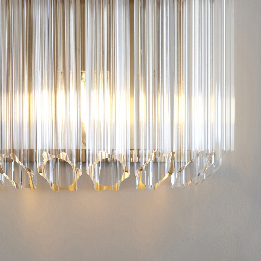 117516 Valentina Wall Light Brushed Aged Brass Plate & Clear Glass
