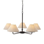 117832 Lille 5 Light Pendant Matt Black & Natural Faux Linen