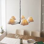 117832 Lille 5 Light Pendant Matt Black & Natural Faux Linen