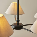 117832 Lille 5 Light Pendant Matt Black & Natural Faux Linen