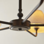 117832 Lille 5 Light Pendant Matt Black & Natural Faux Linen