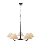 117832 Lille 5 Light Pendant Matt Black & Natural Faux Linen