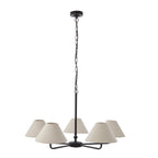 117832 Lille 5 Light Pendant Matt Black & Natural Faux Linen
