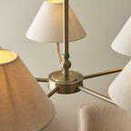 117833 Lille 5 Light Pendant Antique Brass Plate & Natural Faux Linen