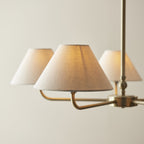 117833 Lille 5 Light Pendant Antique Brass Plate & Natural Faux Linen