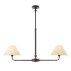 117834 Lille 2 Light Linear Pendant Matt Black & Natural Faux Linen